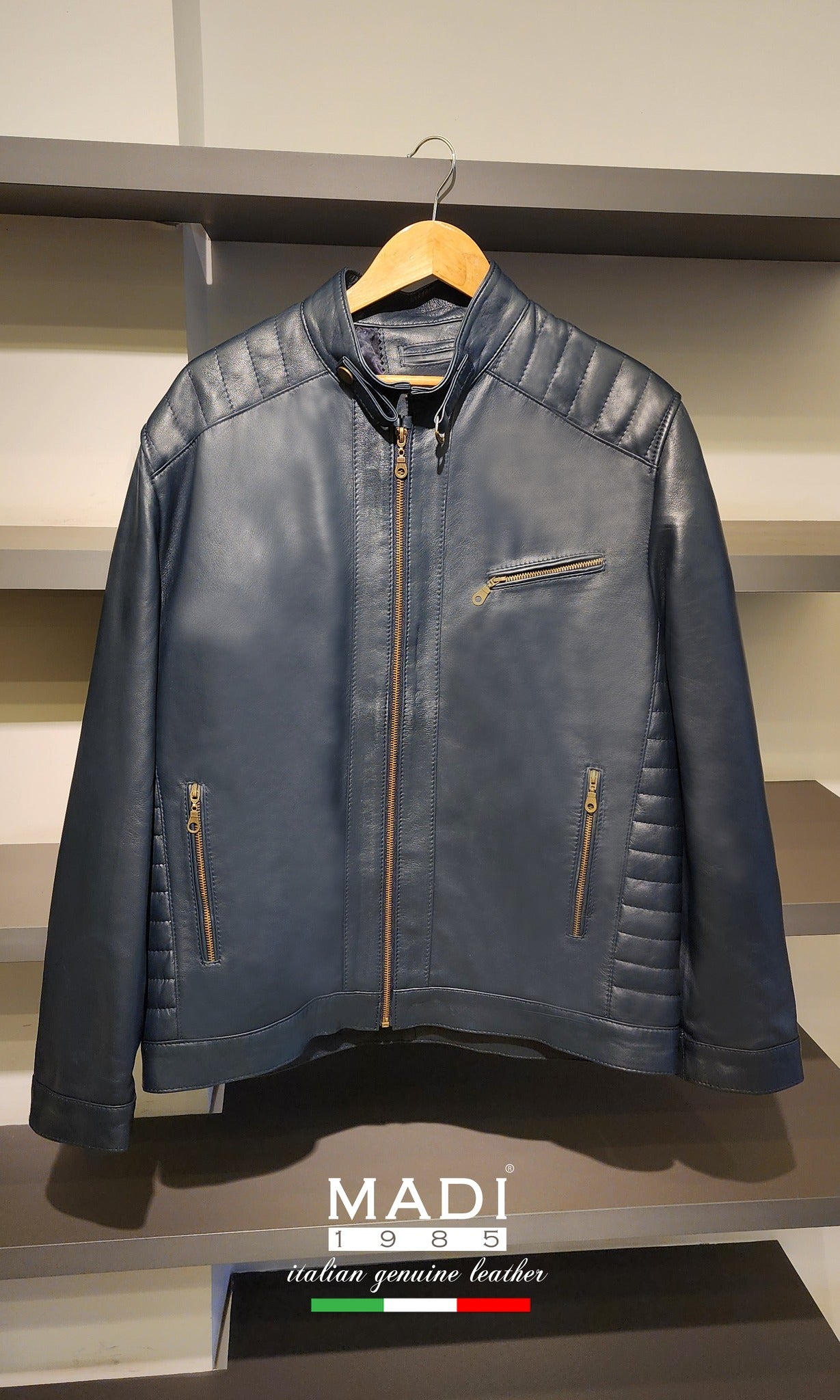 Genuine Leather jacket navy