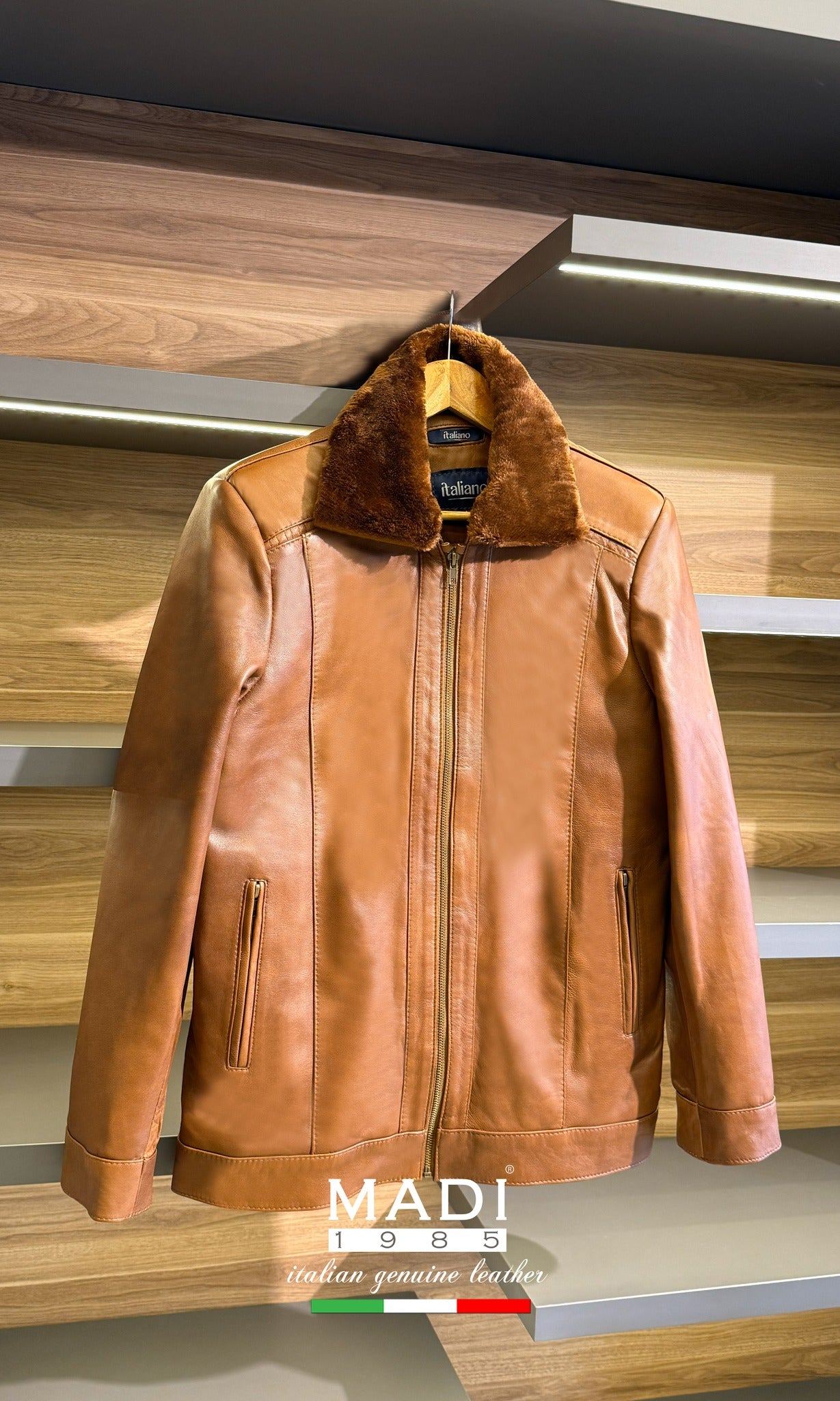 Genuine Leather Full Fur Camel